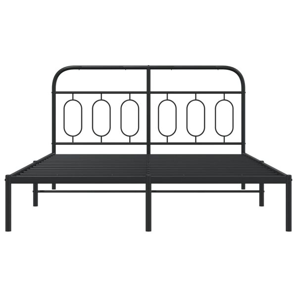 vidaXL Cadre de lit m&eacute;tal sans matelas avec t&ecirc;te de lit noir 150x200cm