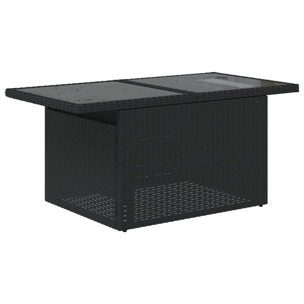 vidaXL Table de jardin dessus en verre noir 100x55x73cm r&eacute;sine tress&eacute;e