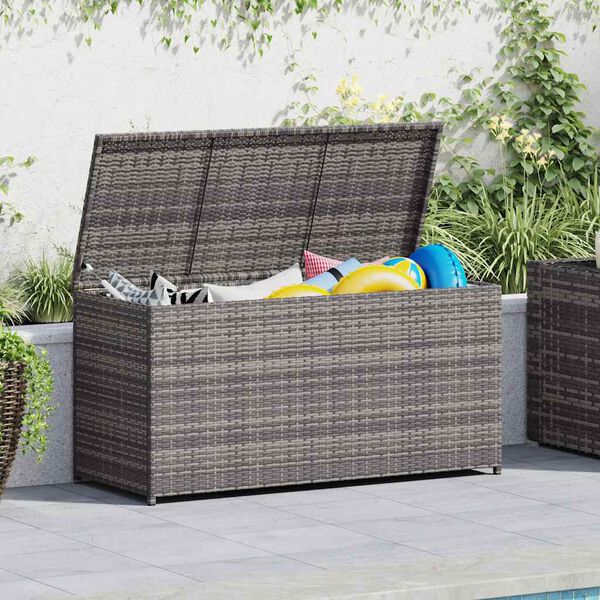vidaXL Boîte de rangement de jardin gris 120x50x60 cm résine tressée