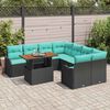 vidaXL Ensemble de canap&eacute; de jardin 9 pcs Noir et Bleu polyrotin