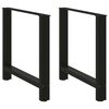 vidaXL Pieds de table &agrave; manger Noir 2 pi&egrave;ces 70 x (72-73) cm Acier