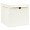 vidaXL Bo&icirc;tes de rangement avec couvercles 4pcs Blanc 32x32x32cm Tissu