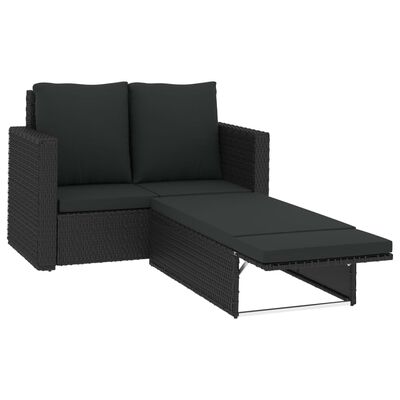 vidaXL Salon de jardin 2 pcs avec coussins résine tressée noir