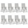 vidaXL Chaises inclinables de jardin et coussins lot de 8 Gris Acacia