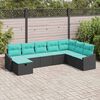 vidaXL Ensemble de canap&eacute; de jardin avec coussin 8 pcs Noir Poly rotin