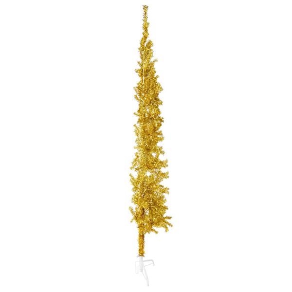vidaXL Demi sapin de No&euml;l artificiel mince avec support Dor&eacute; 180 cm