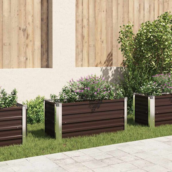 vidaXL Lit surélevé de jardin Marron 100x40x45 cm Acier galvanisé