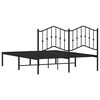 vidaXL Cadre de lit m&eacute;tal sans matelas avec t&ecirc;te de lit noir 135x190cm