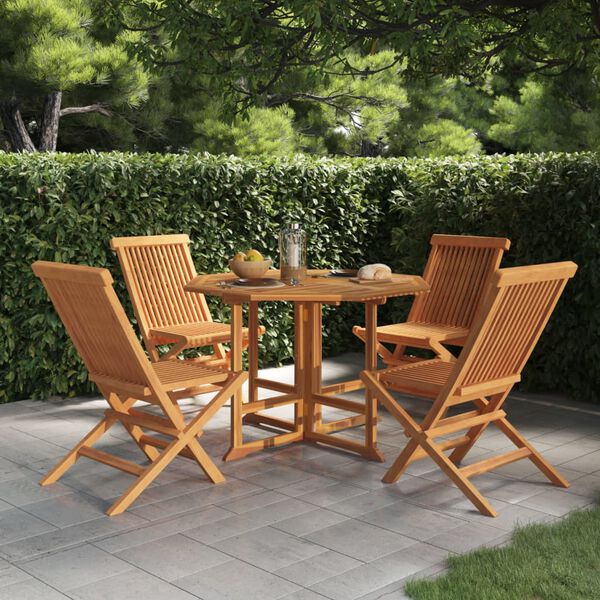 vidaXL Ensemble &agrave; d&icirc;ner d'ext&eacute;rieur pliable 5 pcs Bois solide de teck