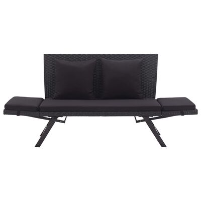 vidaXL Banc de jardin avec coussins 176 cm Noir Résine tressée