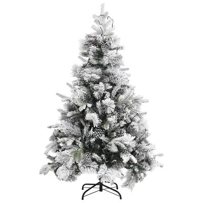 vidaXL Sapin de Noël pré-éclairé avec neige floquée/cônes 150cm PVC/PE