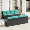 vidaXL Ensemble de Canap&eacute;s 9 pcs Noir et turquoise polyrotin