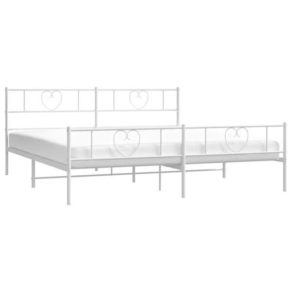 vidaXL Cadre de lit m&eacute;tal sans matelas et pied de lit blanc 183x213 cm