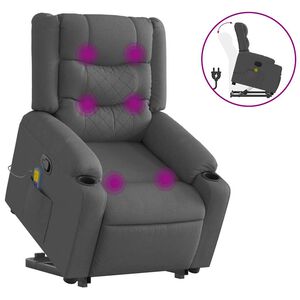 vidaXL Fauteuil inclinable de massage gris foncé tissu