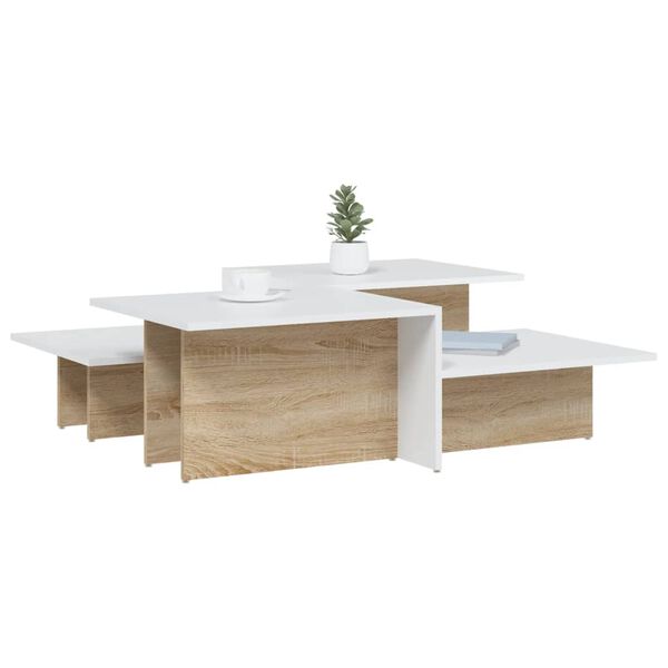 vidaXL Tables basses 2 pcs chêne sonoma et blanc bois d'ingénierie