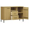 vidaXL Buffet avec pieds en m&eacute;tal Marron 113x40x77 cm Bois massif OSLO