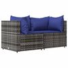 vidaXL Salon de jardin 3 pcs avec coussins Gris R&eacute;sine tress&eacute;e