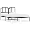 vidaXL Cadre de lit m&eacute;tal sans matelas avec t&ecirc;te de lit noir 135x190cm