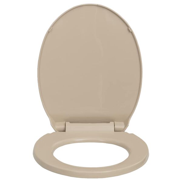 vidaXL Si&egrave;ge de toilette &agrave; fermeture en douceur Beige Ovale