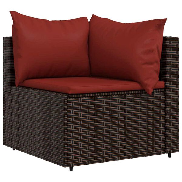 vidaXL Salon de jardin 4 pcs avec coussins Marron R&eacute;sine tress&eacute;e