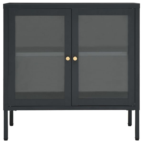 vidaXL Buffet Anthracite 70x35x70 cm Acier et verre