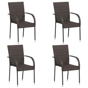 vidaXL Chaises empilables d'ext&eacute;rieur lot de 4 R&eacute;sine tress&eacute;e Marron