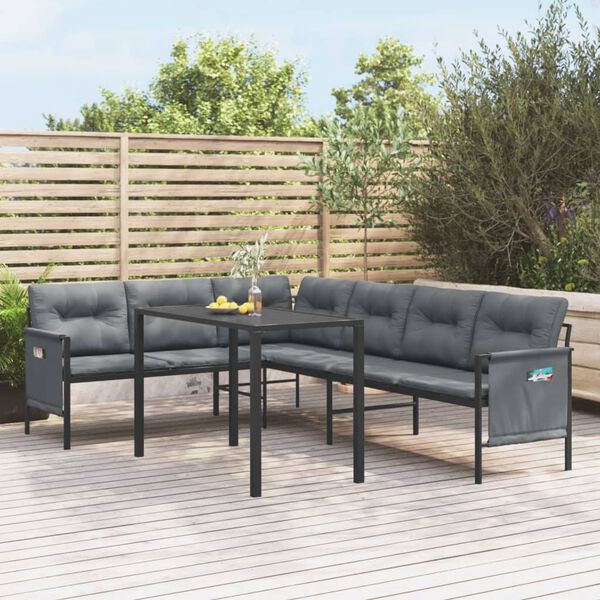 vidaXL Ensemble &agrave; manger de jardin 2 pcs anthracite acier