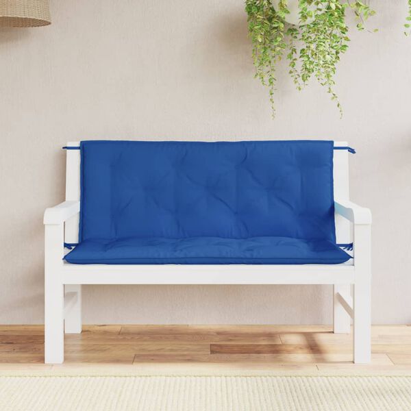 vidaXL Coussins de banc jardin lot de 2 bleu 120x50x7 cm tissu Oxford