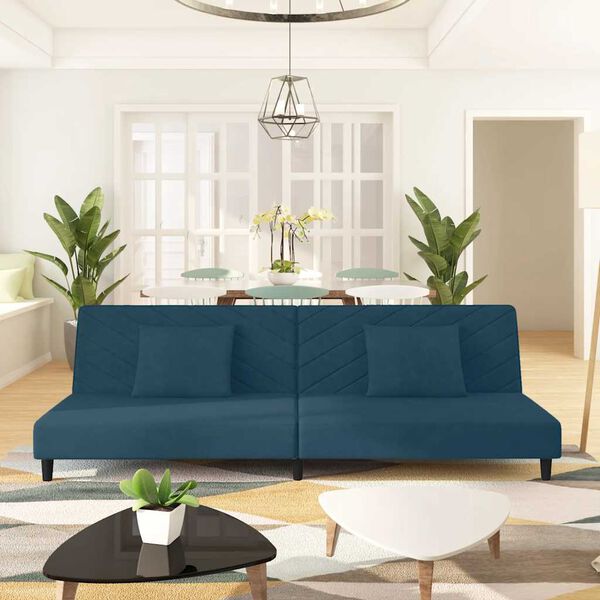 vidaXL Canap&eacute;-lit &agrave; 2 places avec deux oreillers Noir Velours