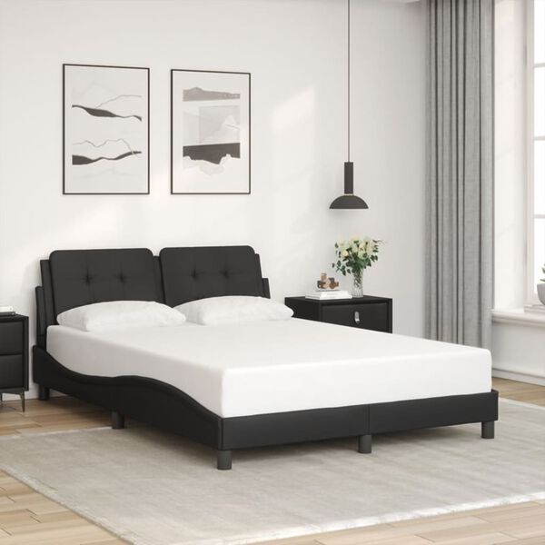 vidaXL Cadre de lit avec LED sans matelas Zadar noir 137x190 cm