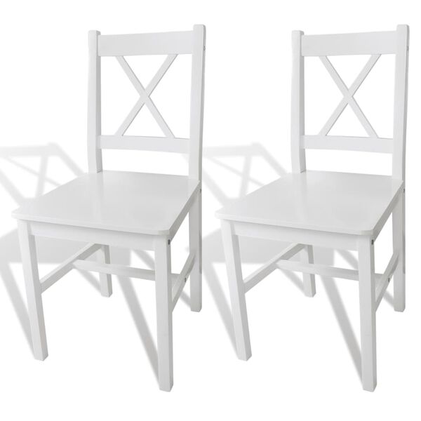 vidaXL Chaises &agrave; manger lot de 2 blanc bois de pin