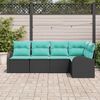 vidaXL Ensemble de canapé de jardin 5 pcs Noir et turquoise polyrotin