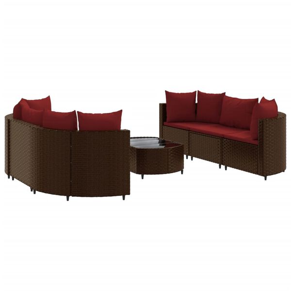 vidaXL Salon de jardin avec coussins 7 pcs marron r&eacute;sine tress&eacute;e