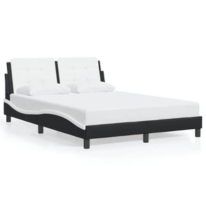 vidaXL Cadre de lit sans matelas Zadar noir et blanc 137x190 cm similicuir