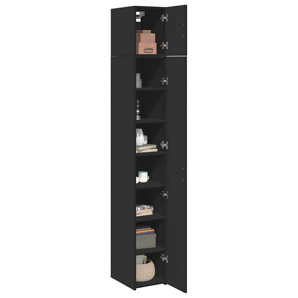 vidaXL Armoire de rangement mince noir 30x42,5x225cm bois d'ing&eacute;nierie