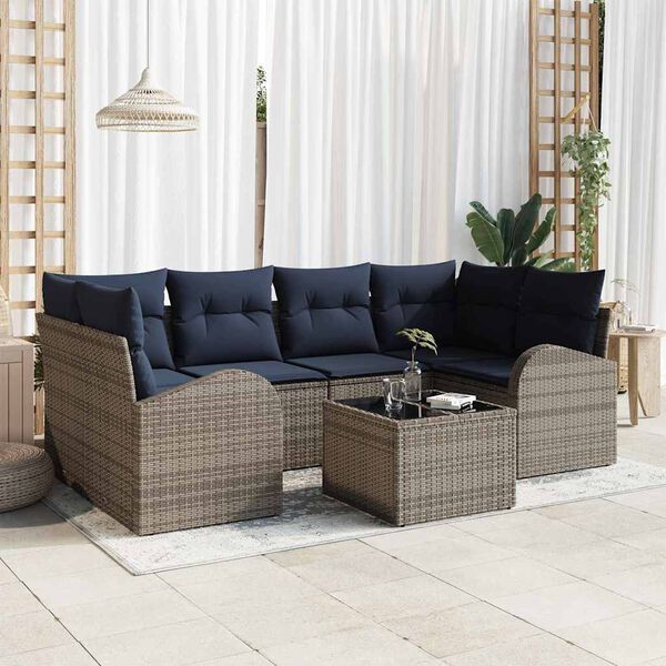 vidaXL Ensemble de canap&eacute; de jardin Gris 55 x 55 x 37 cm polyrotin