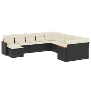 vidaXL Salon de jardin 11 pcs avec coussins noir r&eacute;sine tress&eacute;e