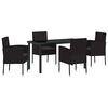 vidaXL Ensemble de salle &agrave; manger pour jardin 5 pcs Noir polyrotin