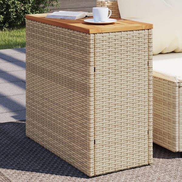 vidaXL Table d'appoint de jardin dessus en bois beige 58x27,5x55 cm