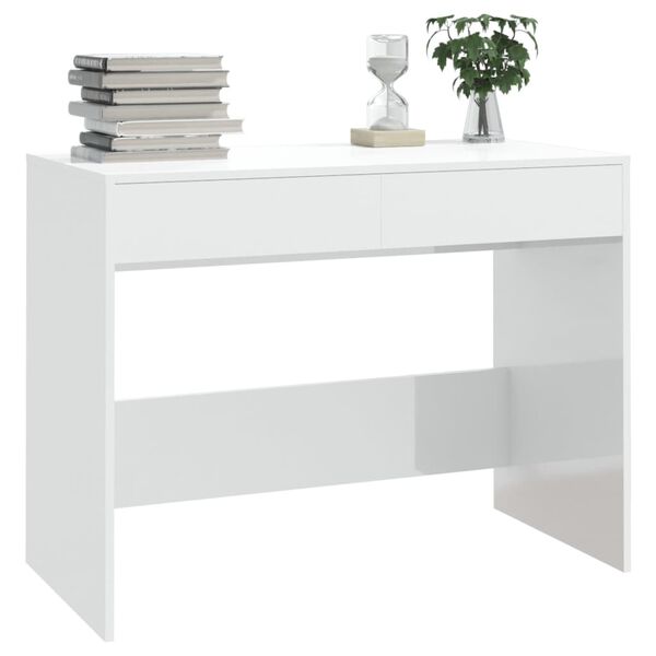 vidaXL Bureau Blanc brillant 101x50x76,5 cm Agglom&eacute;r&eacute;