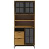vidaXL Buffet haut et portes en verre FLAM 80x40x180cm bois massif pin