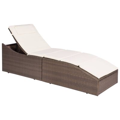 vidaXL Chaise longue avec coussin Résine tressée Marron