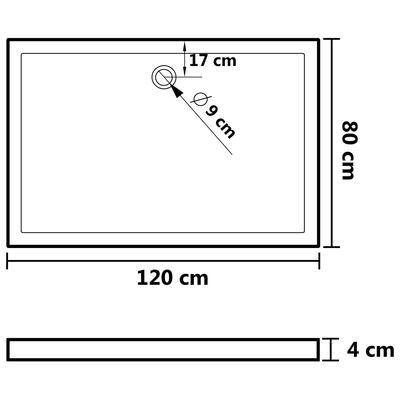 vidaXL Receveur de douche rectangulaire ABS Blanc 80x120 cm