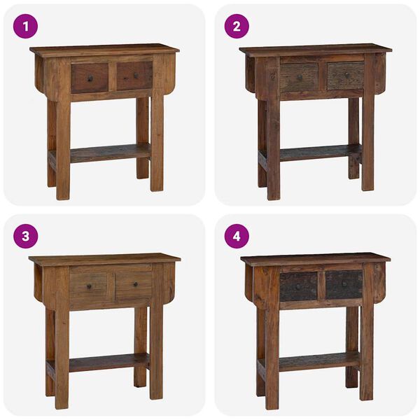 vidaXL Table console bois de récupération mélangé 80x35x80 cm