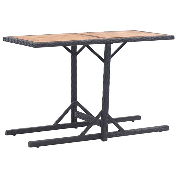 vidaXL Table de jardin Noir Bois d'acacia solide et r&eacute;sine tress&eacute;e