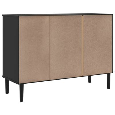 vidaXL Buffet SENJA aspect rotin noir 112x40x80cm bois massif de pin