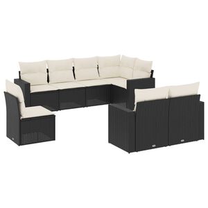 vidaXL Salon de jardin 8 pcs avec coussins noir r&eacute;sine tress&eacute;e