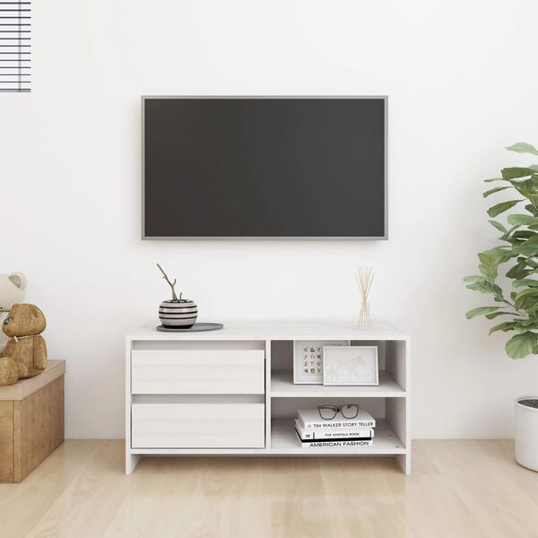 vidaXL Meuble TV Blanc 80x31x39 cm Bois de pin massif