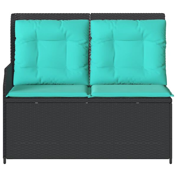 vidaXL Banc de jardin avec coussin Noir Poly rotin