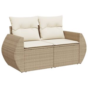 vidaXL Canap&eacute; de jardin avec coussins 2 places beige r&eacute;sine tress&eacute;e